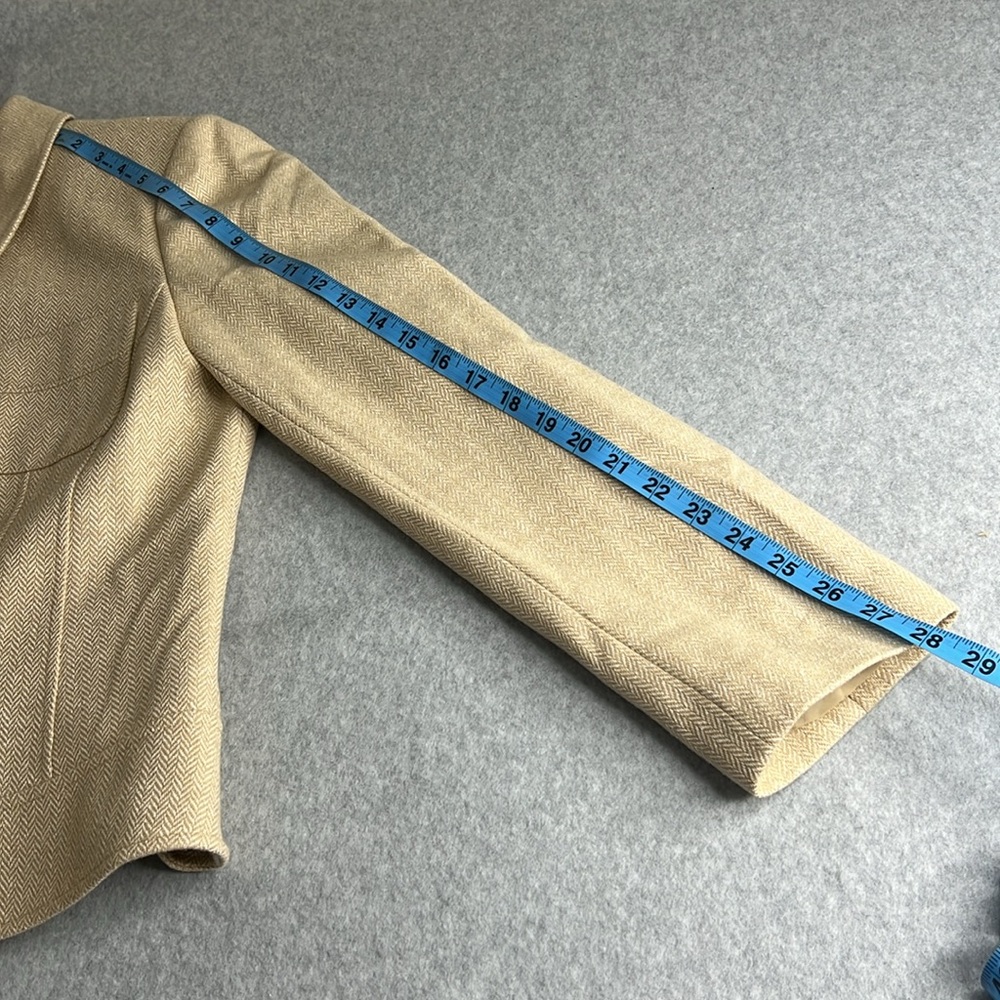 Antonio Melani Womens Size 12 Wool Silk Blend Herringbone Tan Cream Lined Jacket - Picture 9 of 15